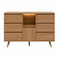 Aparador de madera de roble con luz LED 120x40x80 cm