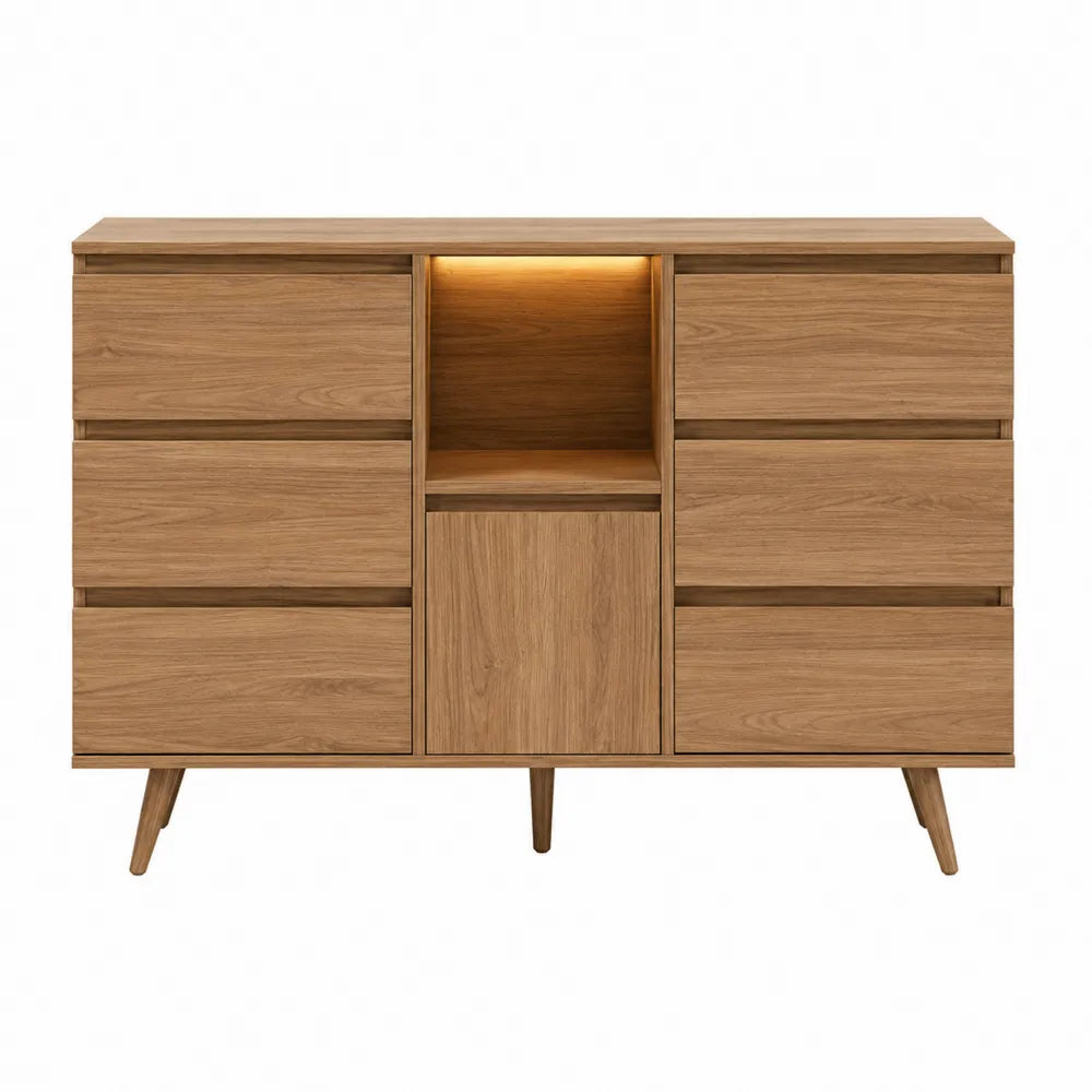 Aparador de madera de roble con luz LED 120x40x80 cm