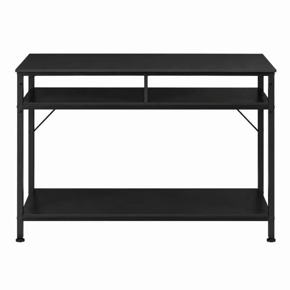 Mesa consola de metal negro con estante abierto