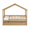 Cama de madera con forma de casa y cama nido, 80x160 cm
