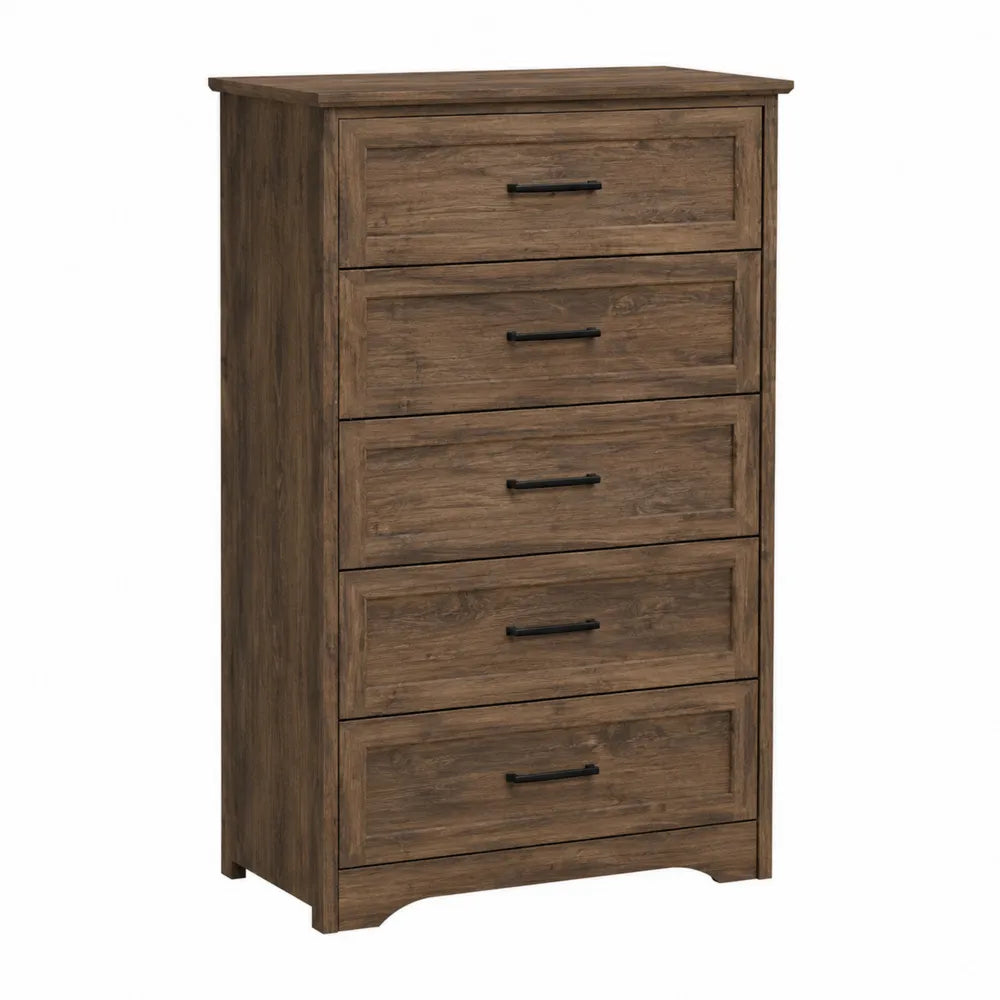 Cajonera de madera con 5 cajones de melamina marrón 120x80x40 cm