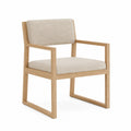 Silla de comedor de madera con cojín de poliéster beige