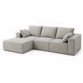 Sofá modular con chaise longue en tela gris y espuma de alta densidad 280x160x80 cm