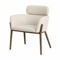 Silla de comedor tapizada beige con estructura de madera