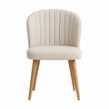 Silla de tela de poliéster beige con patas de roble