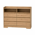 Cajonera de madera de roble con 6 cajones y estantes