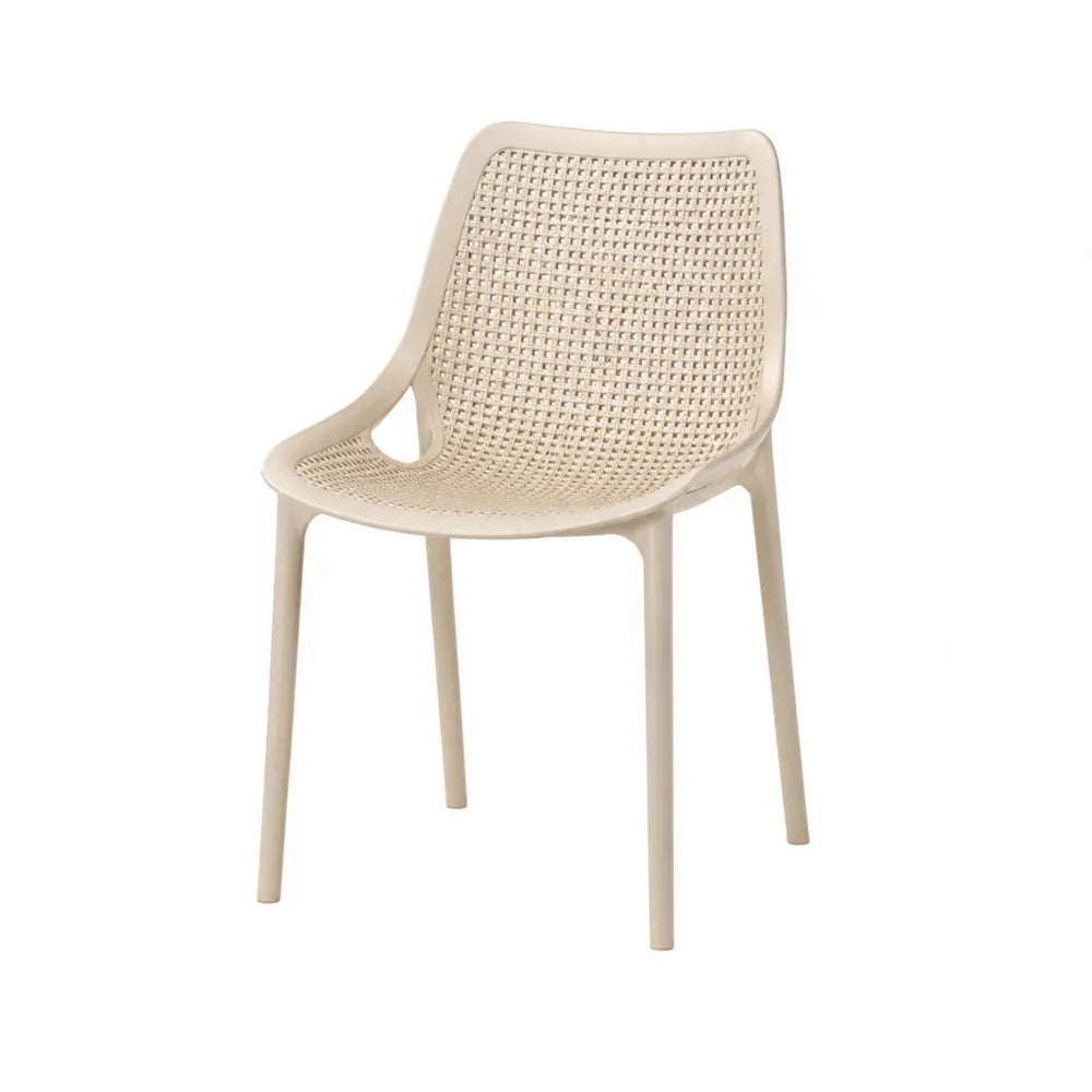 Silla de plástico beige para exterior 82x46x56 cm