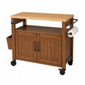 Carrito de cocina de madera con estante de bambú