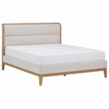 Cama tapizada de poliéster beige con estructura de madera de 200x160 cm