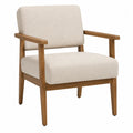 Silla de madera de roble con tapizado de poliéster beige 72x75x78 cm