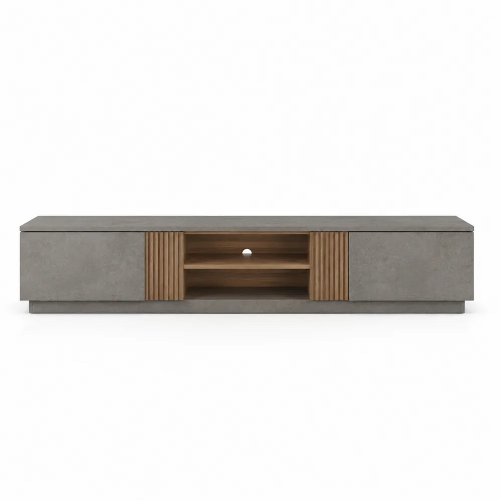 Mueble de TV de MDF y madera gris 180 cm