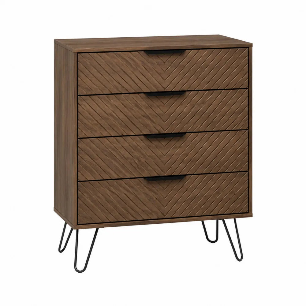 Cajonera de Madera con Patas de Metal Marrón Claro