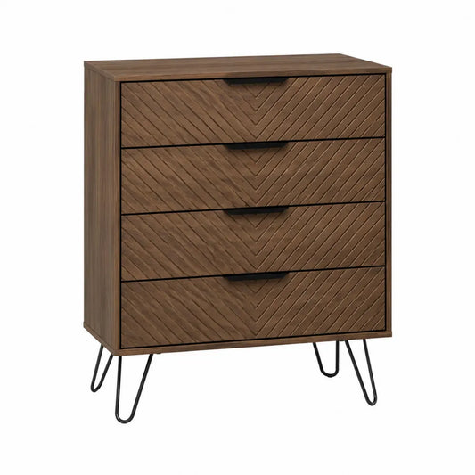 Cajonera de Madera con Patas de Metal Marrón Claro