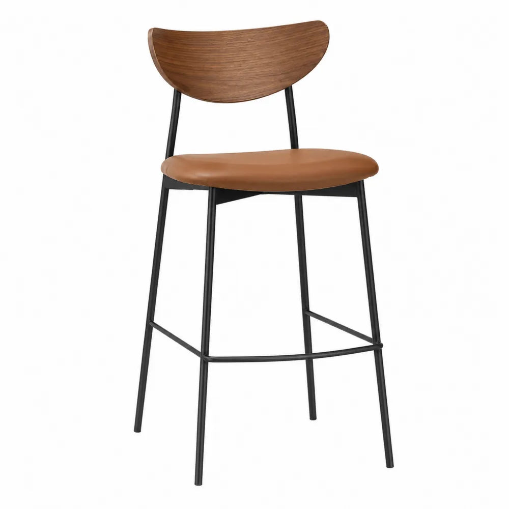 Taburete de bar de madera, cuero PU y metal, 110 cm de altura