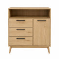 Cajonera de Madera con 3 Cajones y 1 Puerta de Roble Claro 90x80x40 cm