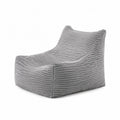 Sillón puf de tela acanalada gris 80x100x70 cm