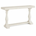 Mesa consola de madera blanca con patas torneadas