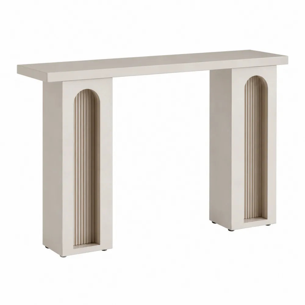 Mesa consola de madera contrachapada beige 120x30x80 cm