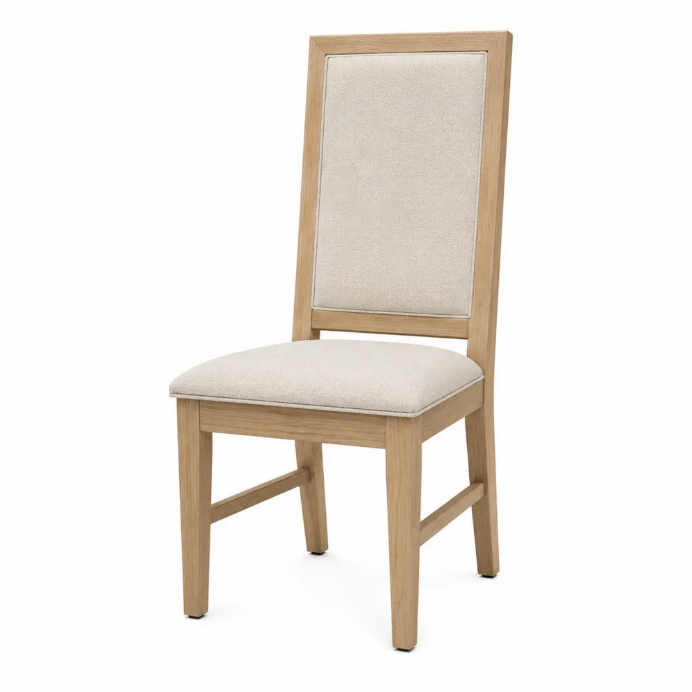 Silla de madera con tapizado de poliéster beige 95x45x50 cm