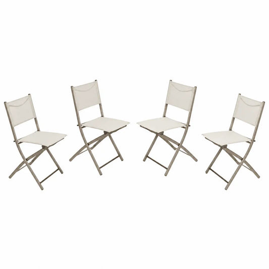 Set de 4 Sillas Plegables Beige de Acero y Textileno 42 cm x 48 cm x 83 cm
