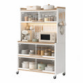 Estantería de cocina con puertas de policarbonato y ruedas, blanco, 120x40x180 cm