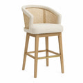 Silla de Madera y Ratán Beige con Respaldo Curvo