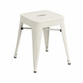 Taburete cuadrado de metal blanco 43x43x46 cm