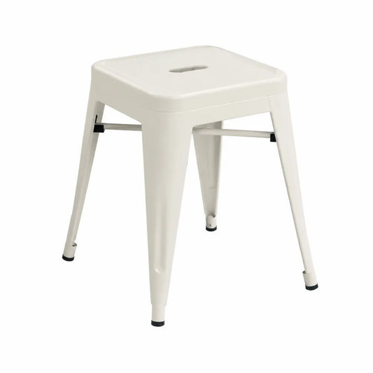 Taburete cuadrado de metal blanco 43x43x46 cm