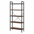 Estantería de metal negro con estantes de madera de roble 180x90x40 cm