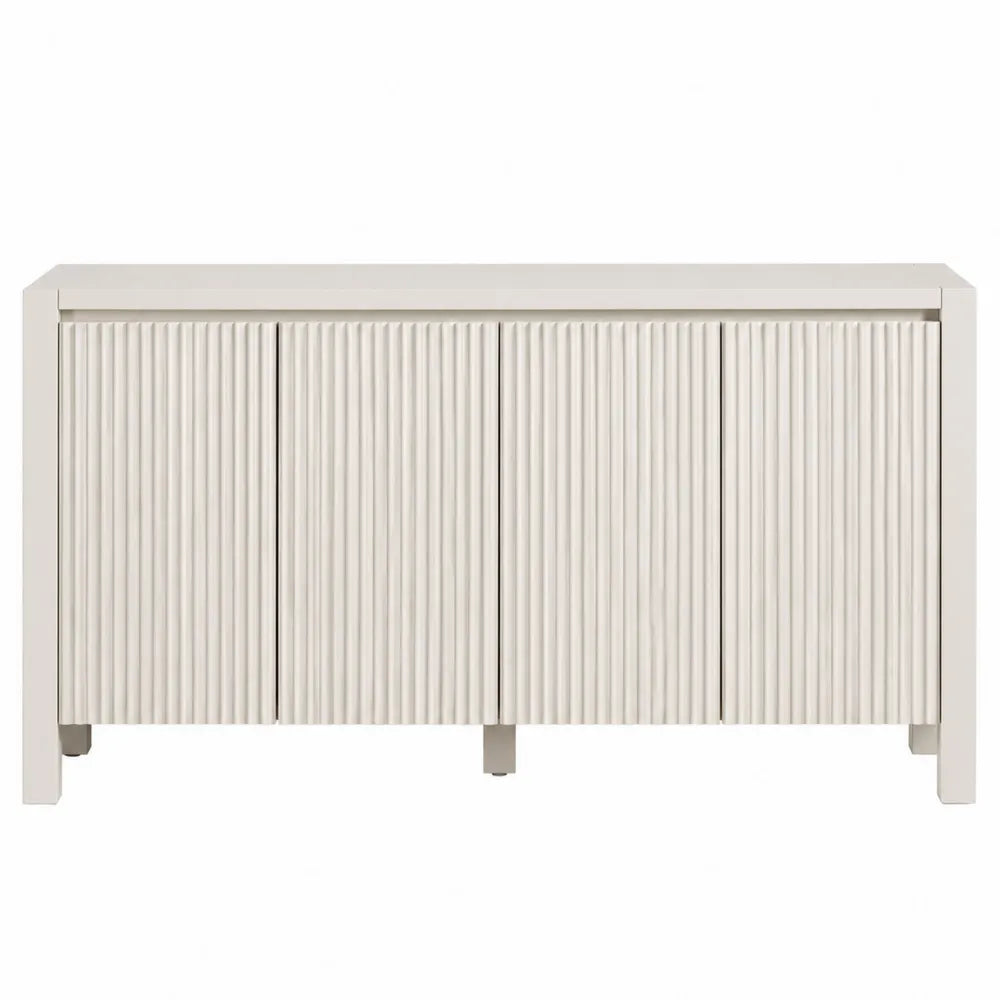 Aparador de MDF con Puertas Estriadas Blanco 180x40x75 cm