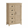 Cómoda de Madera MDF con 5 Cajones y 1 Puerta Beige 120x40x80 cm