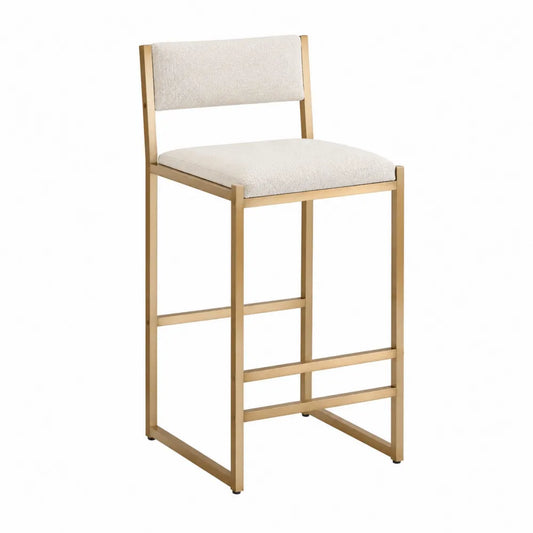 Taburete de metal con tapizado en poliéster beige