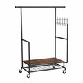 Perchero de metal y madera con ruedas negro y marrón 152x90x40 cm